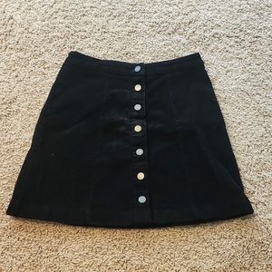 Black Corduroy Skirt with Buttons Size Small